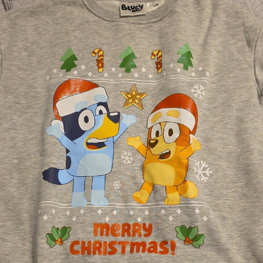 EXCELLENT CONDITION Christmas BLUEY Grey Sweatshirt